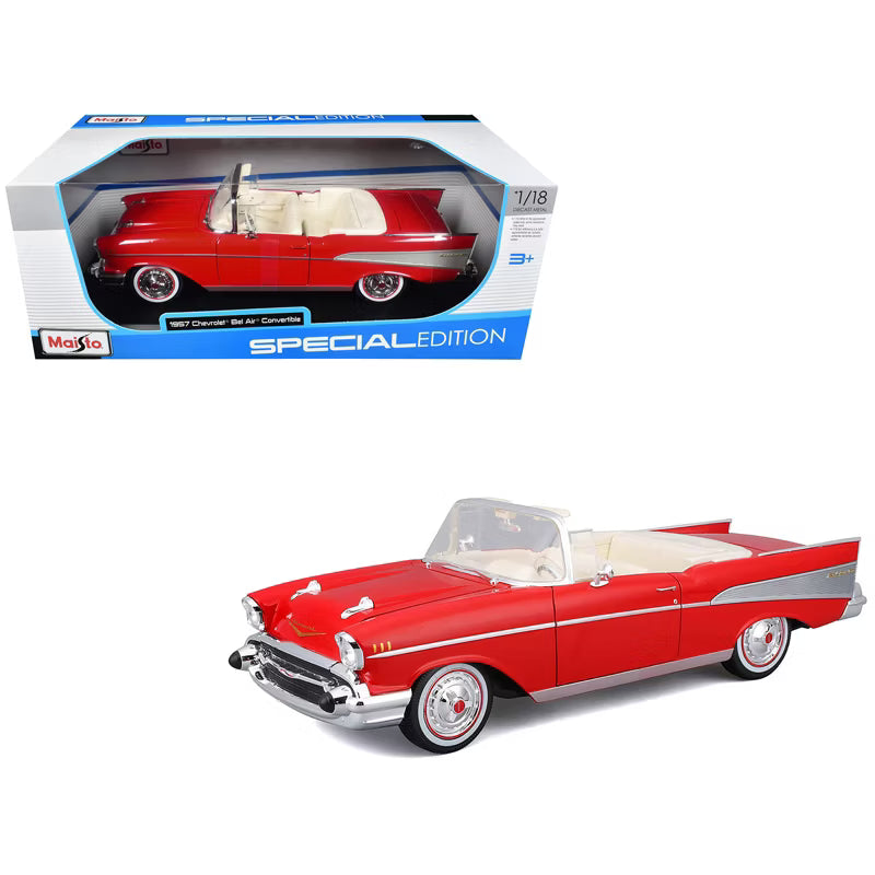 Maisto 1957 Chevrolet Bel Air Red and White 1:18