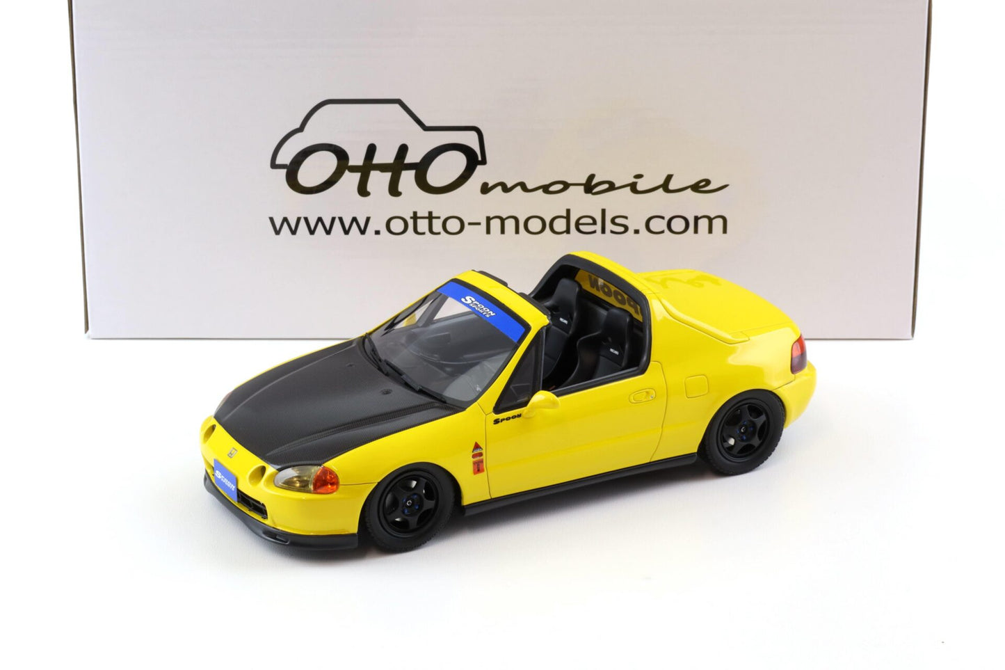 Otto 1996 Honda Del Sol Spoon Phoenix Yellow w/ Black Hood 1:18