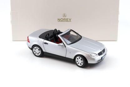 Norev 1996 Mercedes-Benz SLK R170 Convertible Brilliant Silver Metallic 1:18