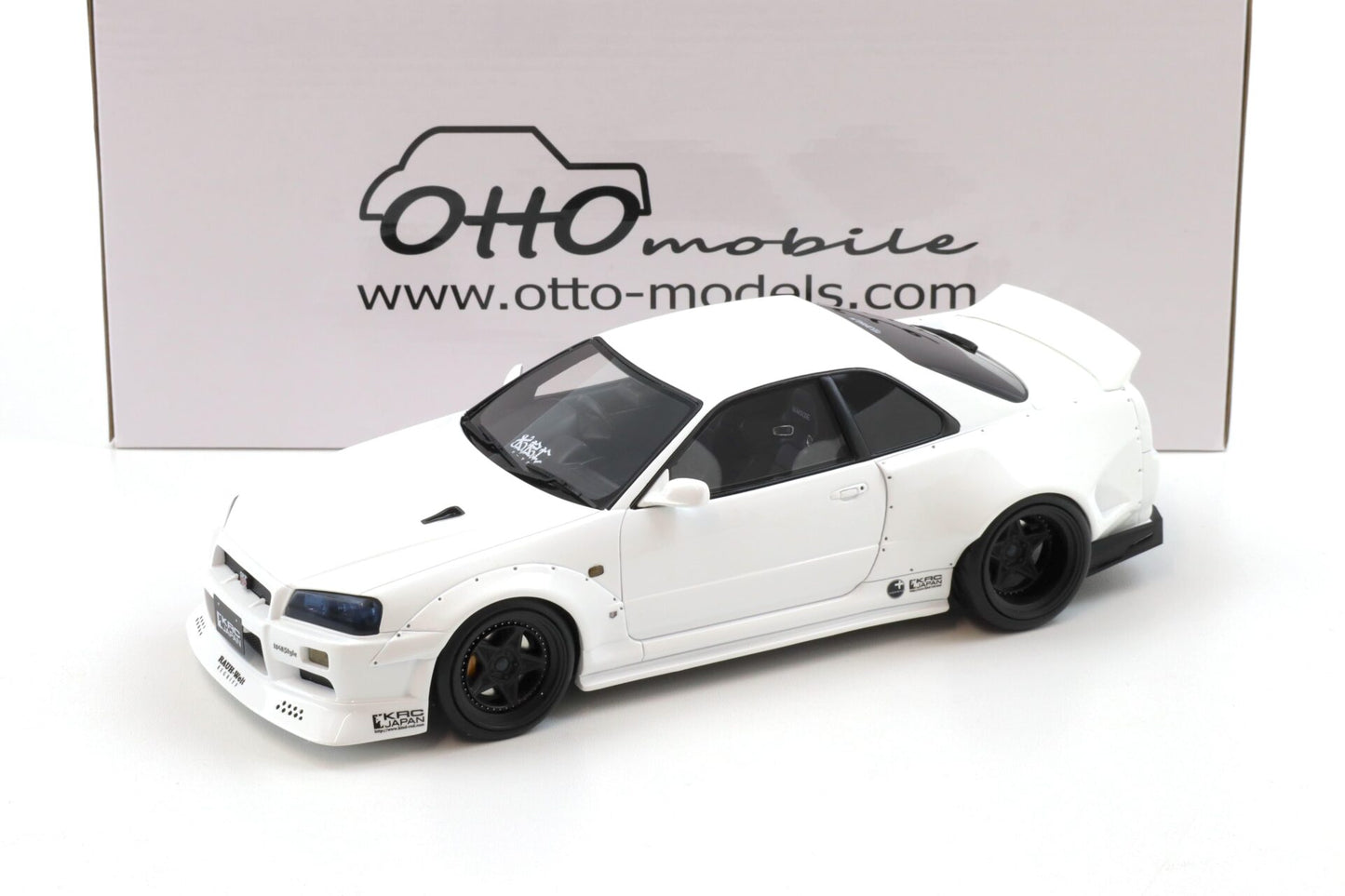 Otto 2019 Nissan Skyline GT-R R34 KRC Body Kit Pearl White QX1 1:18