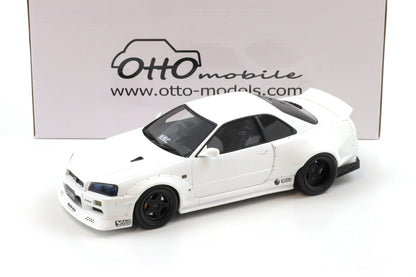 Otto 2019 Nissan Skyline GT-R R34 KRC Body Kit Pearl White QX1 1:18
