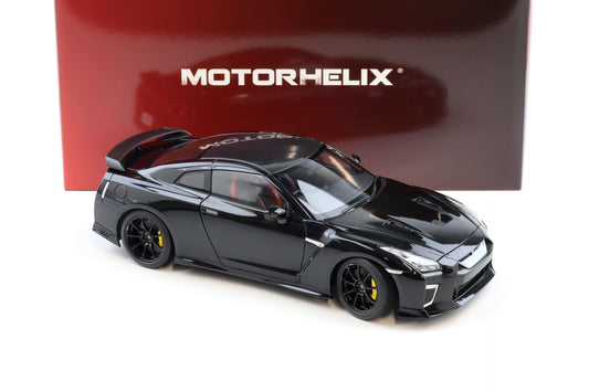Motorhelix 2022 Nissan Skyline GT-R R35 Nismo Track Edition T-Spec Meteor Flake Black Pearl 1:18