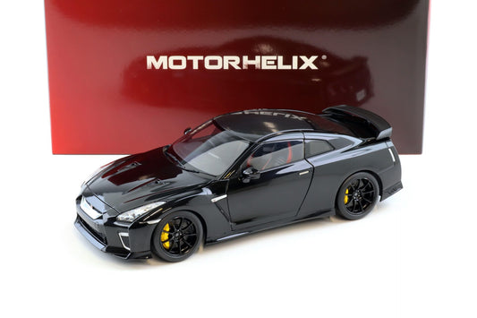 Motorhelix 2022 Nissan Skyline GT-R R35 Nismo Track Edition T-Spec Meteor Flake Black Pearl 1:18