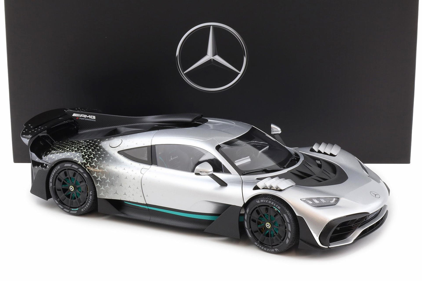 NZG 2023 Mercedes Benz One AMG (C298) Hightech Silver 1:12 DEALER EDITION