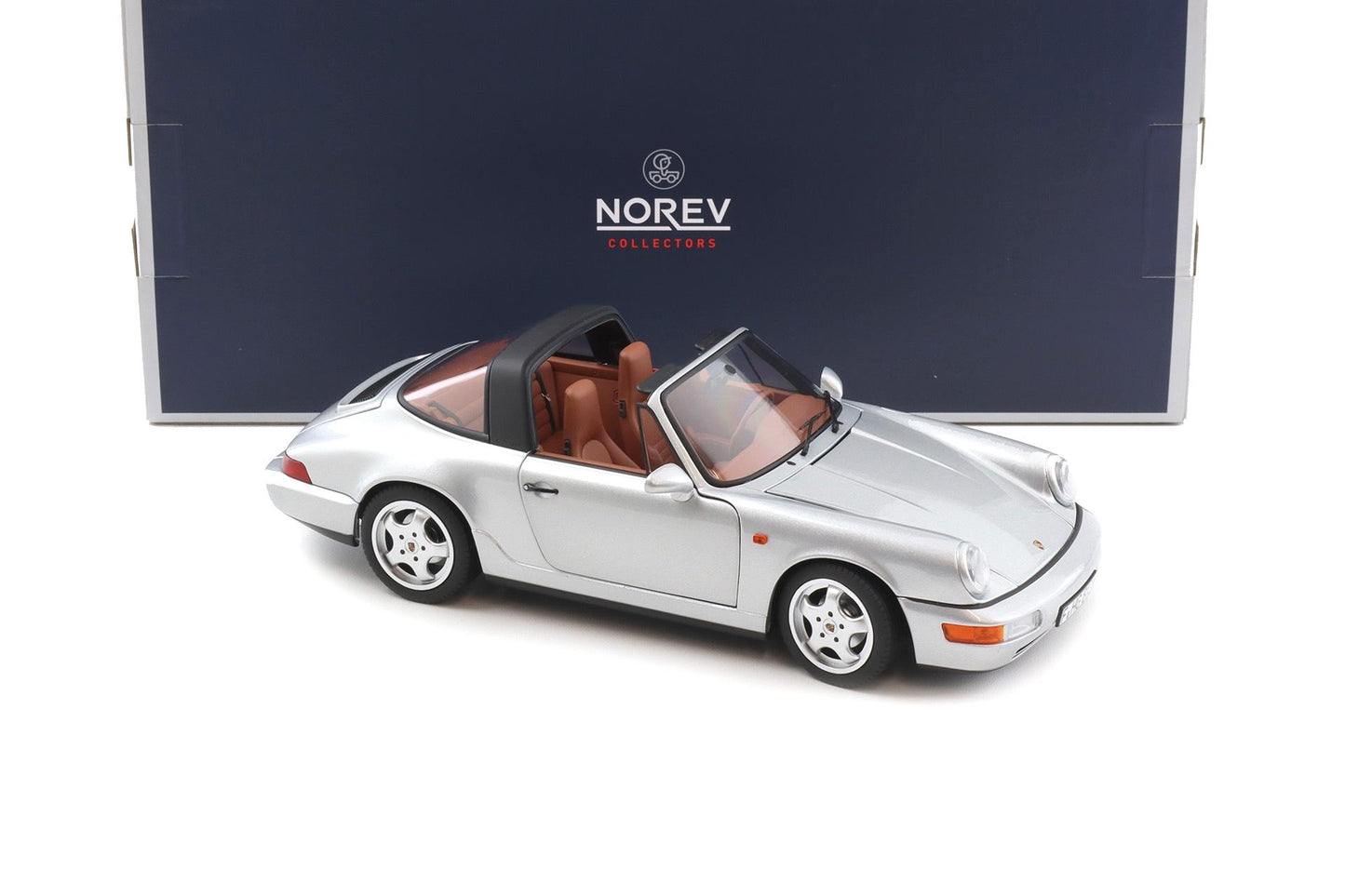 Norev Porsche 911 964 Carrera 4 Targa (w/ Removable Top) 1991 Polar Silver Metallic 1:18