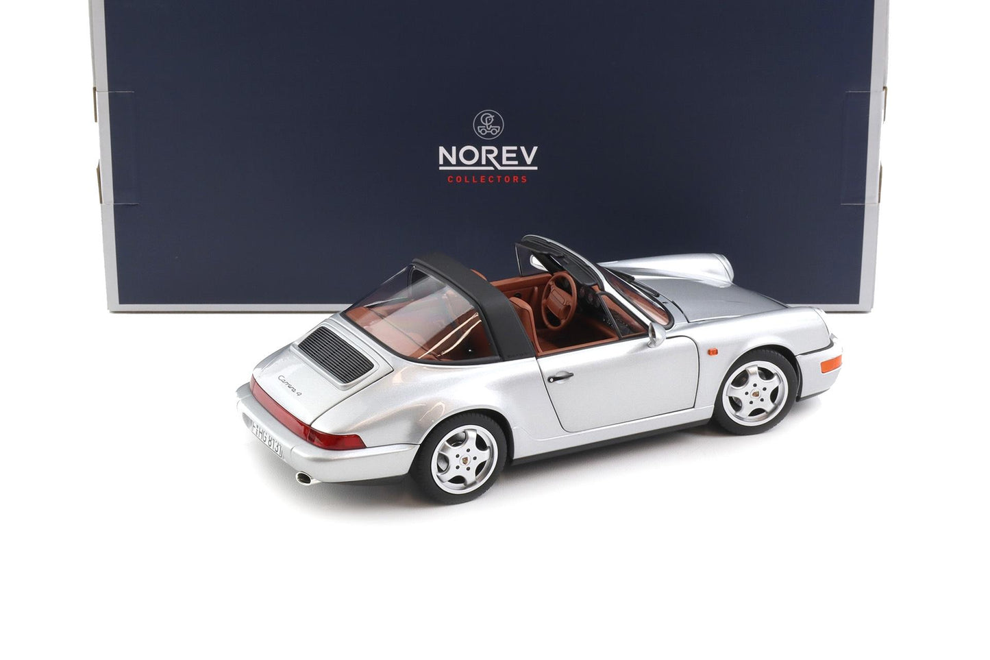 Norev Porsche 911 964 Carrera 4 Targa (w/ Removable Top) 1991 Polar Silver Metallic 1:18