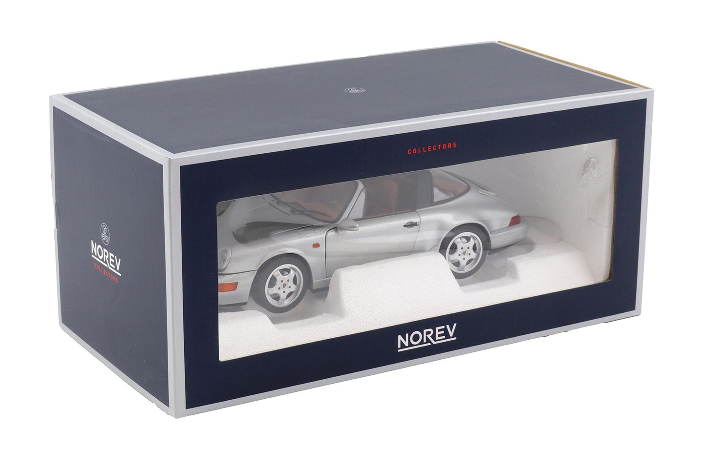 Norev Porsche 911 964 Carrera 4 Targa (w/ Removable Top) 1991 Polar Silver Metallic 1:18