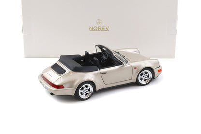 Norev 1992 Porsche 911 964 Carrera Turbo Look Cabriolet Zermatt Silver Metallic 1:18
