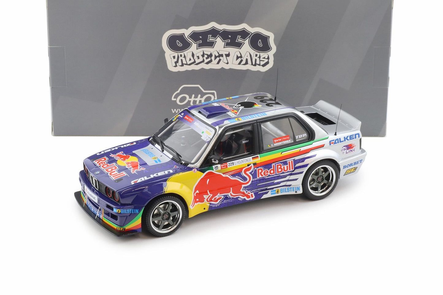 Otto 2023 BMW M3 E30 V8 Drift Car Red Bull Blue 1:18