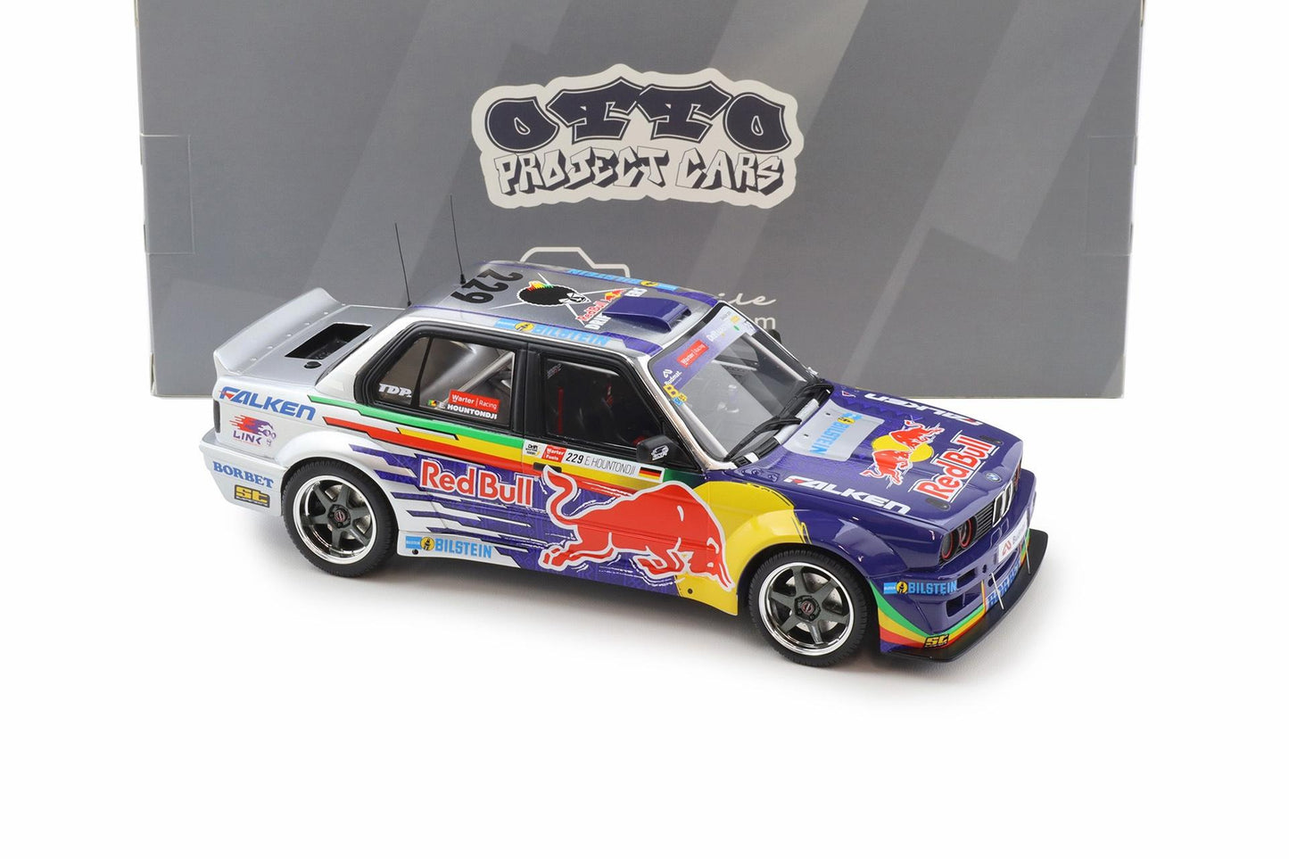 Otto 2023 BMW M3 E30 V8 Drift Car Red Bull Blue 1:18