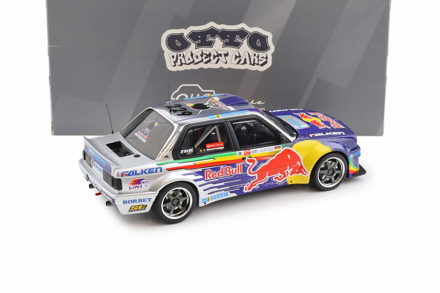 Otto 2023 BMW M3 E30 V8 Drift Car Red Bull Blue 1:18