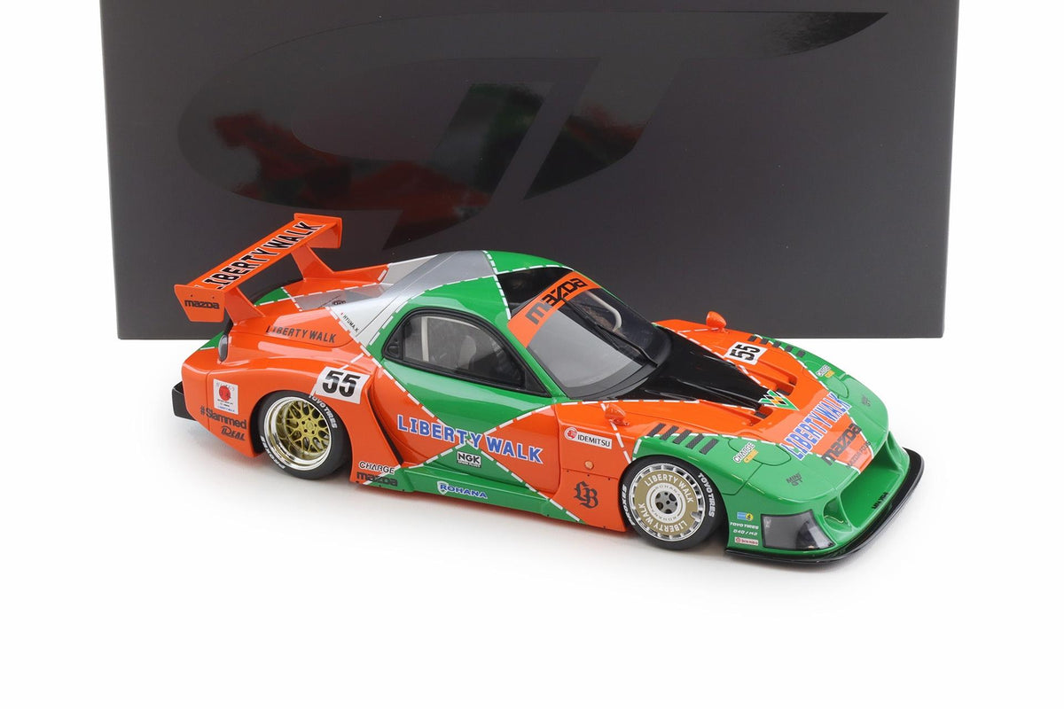 GT Spirit 2024 Mazda RX7 (FD3) LB Super Silhouette #55 Green & Orange 1:18