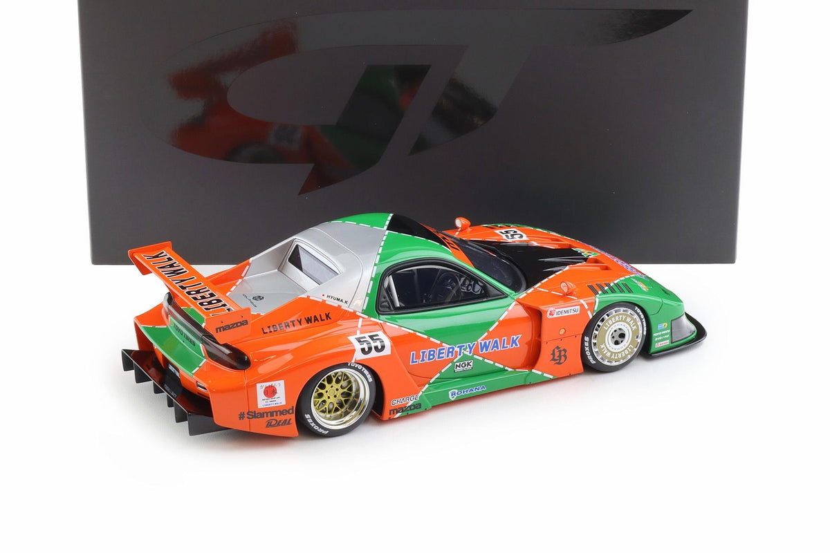 GT Spirit 2024 Mazda RX7 (FD3) LB Super Silhouette #55 Green & Orange 1:18