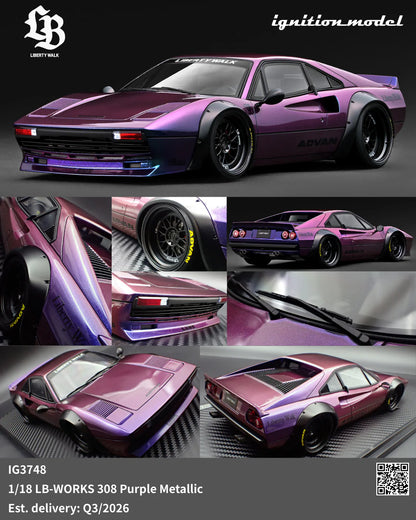 Ignition-Model Ferrari 308 LBWK LB-Works Demo Car Purple Metallic 1:18