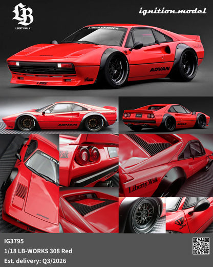 Ignition-Model Ferrari 308 LBWK LB-Works Demo Car Rosso Corsa Red 1:18 ...