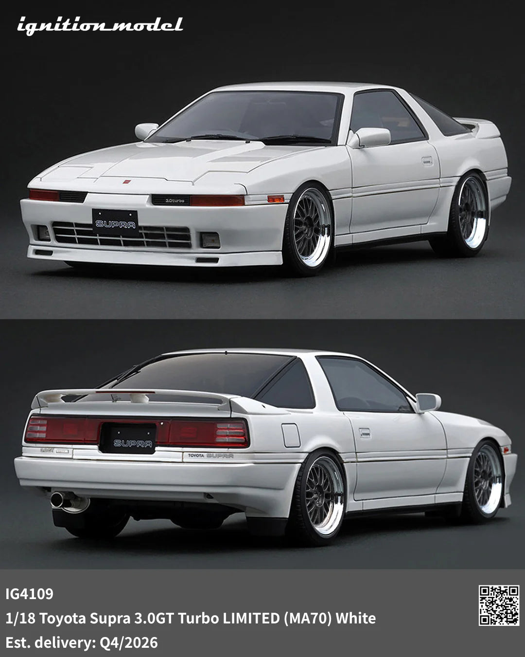 Ignition-Model Toyota Supra 3.0 GT Turbo LIMITED MK3 (A70) White 1:18