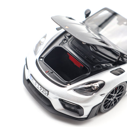 Norev 2023 Porsche 718 Cayman GT4 RS w/ Weissach Package GT Silver Metallic 1:18