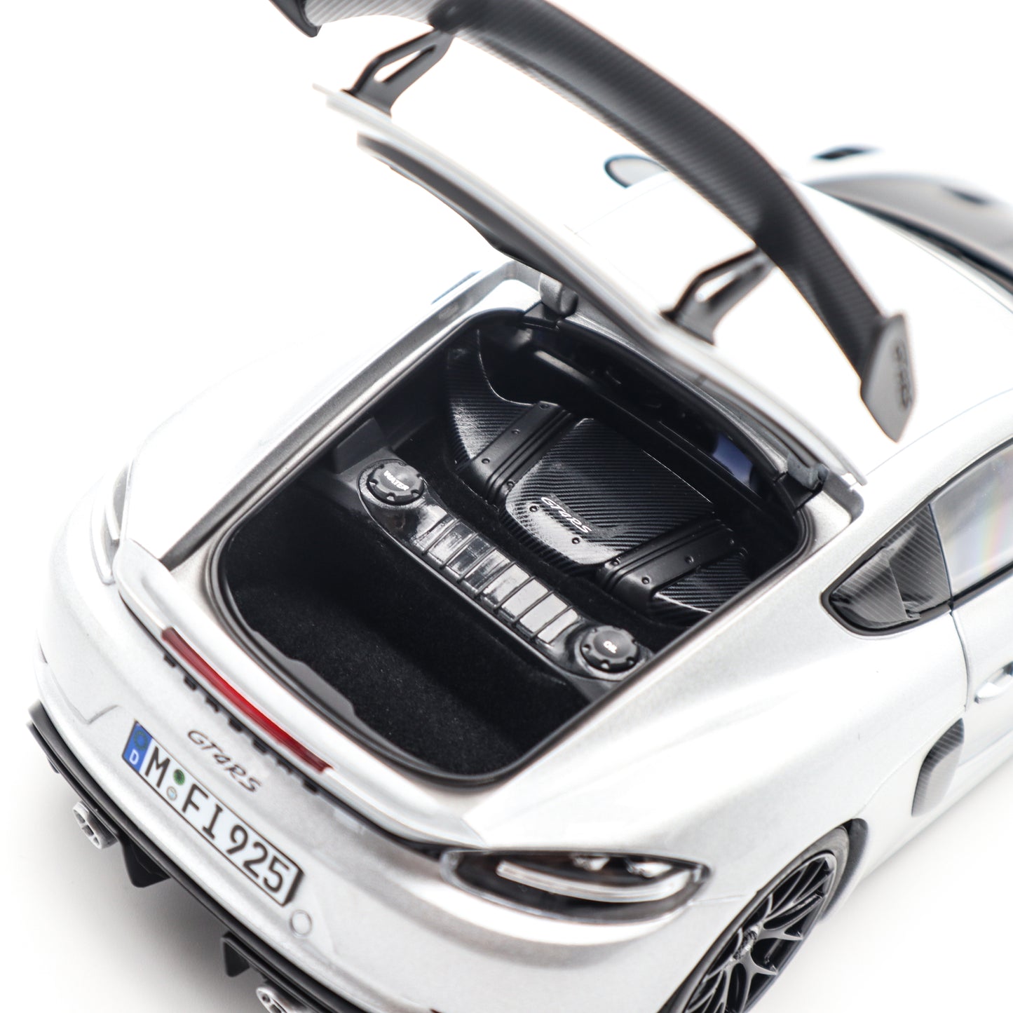 Norev 2023 Porsche 718 Cayman GT4 RS w/ Weissach Package GT Silver Metallic 1:18