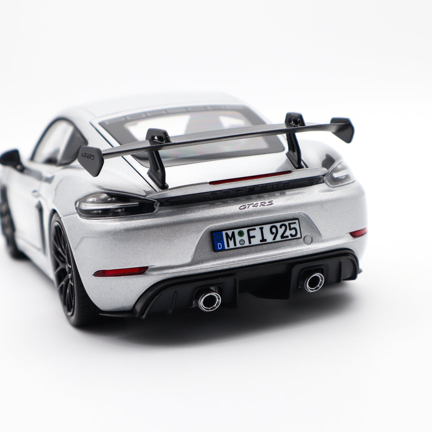 Norev 2023 Porsche 718 Cayman GT4 RS w/ Weissach Package GT Silver Metallic 1:18