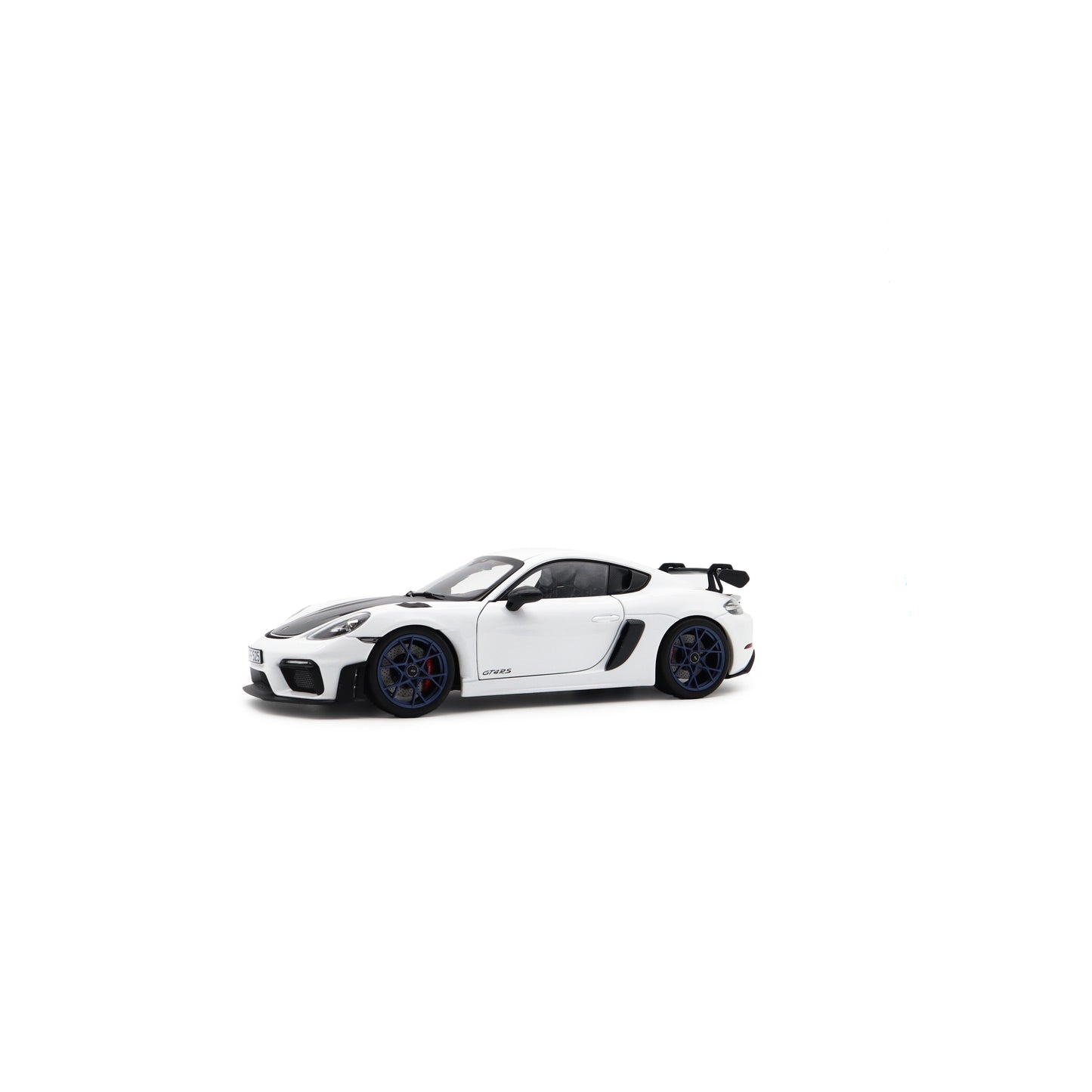 Norev 2023 Porsche 718 Cayman GT4 RS w/ Weissach Package White w/ Blue Wheels 1:18
