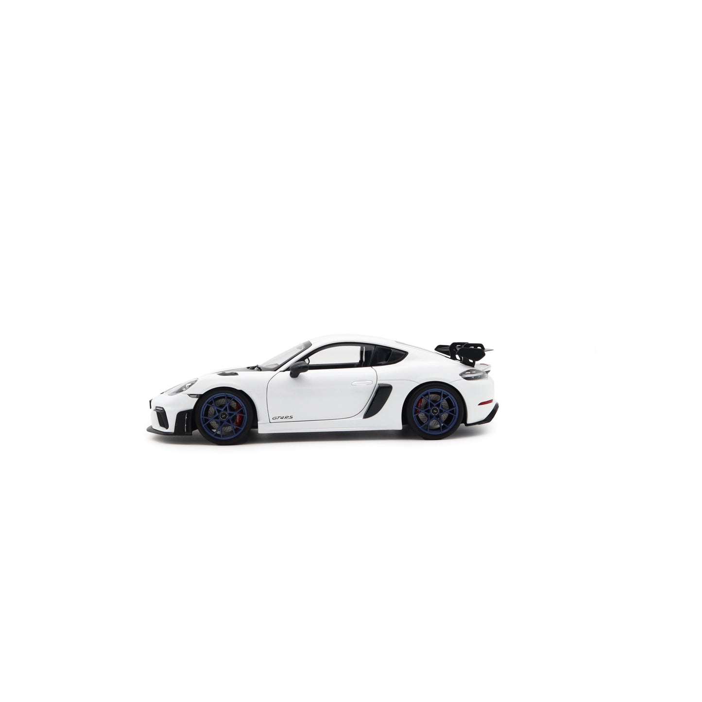 Norev 2023 Porsche 718 Cayman GT4 RS w/ Weissach Package White w/ Blue Wheels 1:18