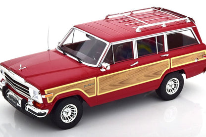 KK Scale 1989 Jeep Wagoneer Burgundy Red w/ Wood Grain 1:18