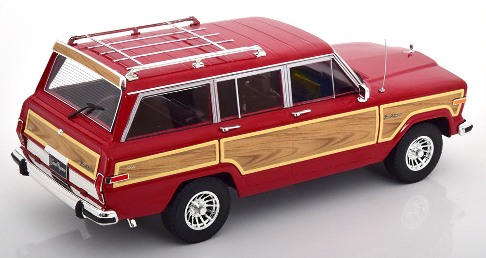KK Scale 1989 Jeep Wagoneer Burgundy Red w/ Wood Grain 1:18