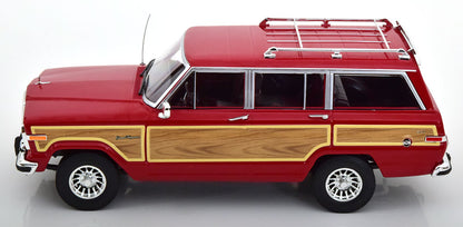 KK Scale 1989 Jeep Wagoneer Burgundy Red w/ Wood Grain 1:18