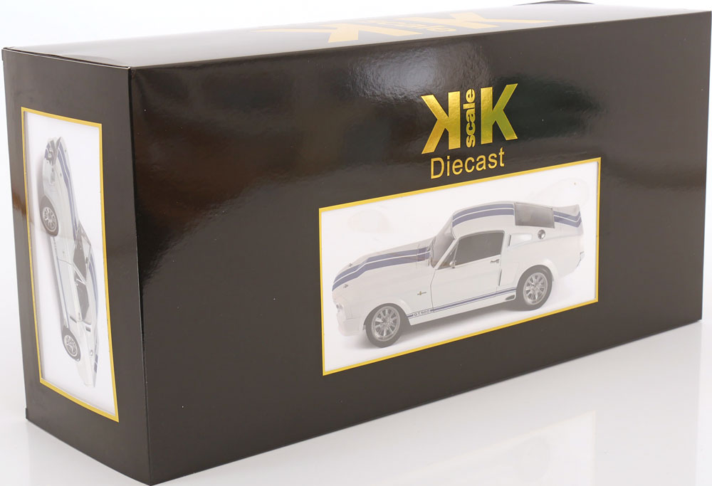 KK Scale 1967 Ford Mustang Shelby GT500 White w/ Blue Stripes 1:12