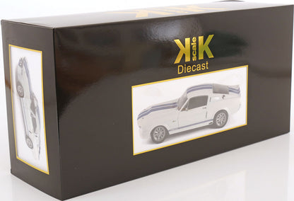 KK Scale 1967 Ford Mustang Shelby GT500 White w/ Blue Stripes 1:12