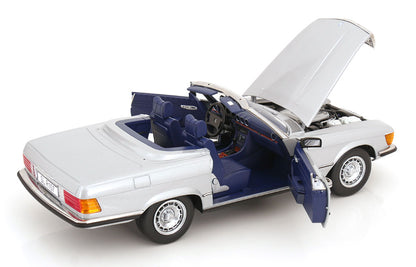KK Scale 1985 Mercedes-Benz S Class 450 SL (R107) Convertible Silver 1:12