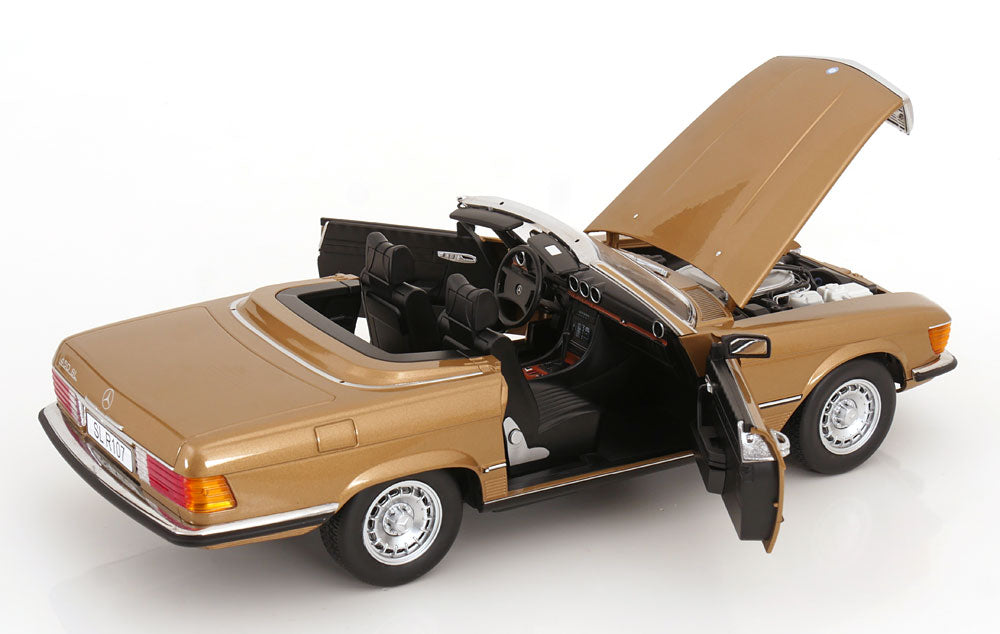 KK Scale 1985 Mercedes-Benz S Class 450 SL (R107) Convertible Gold Metallic 1:12