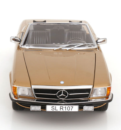 KK Scale 1985 Mercedes-Benz S Class 450 SL (R107) Convertible Gold Metallic 1:12