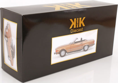 KK Scale 1985 Mercedes-Benz S Class 450 SL (R107) Convertible Gold Metallic 1:12