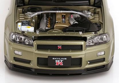 KK Scale 2001 Nissan Skyline GT-R R34 V-Spec II Jade Green Metallic 1:12