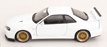 KK Scale 2001 Nissan Skyline GT-R R34 V-Spec II w/ Gold BBS White 1:12