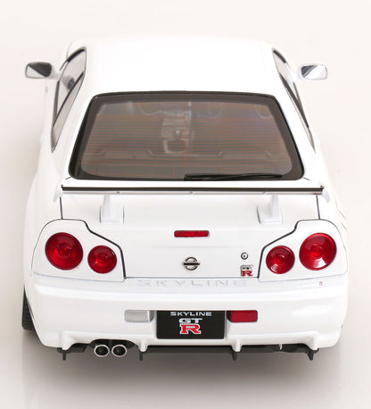 KK Scale 2001 Nissan Skyline GT-R R34 V-Spec II w/ Gold BBS White 1:12