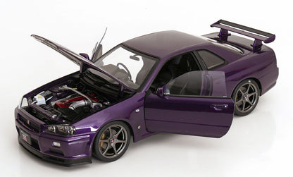 KK Scale 2001 Nissan Skyline GT-R R34 V-Spec II Midnight Purple 1:12
