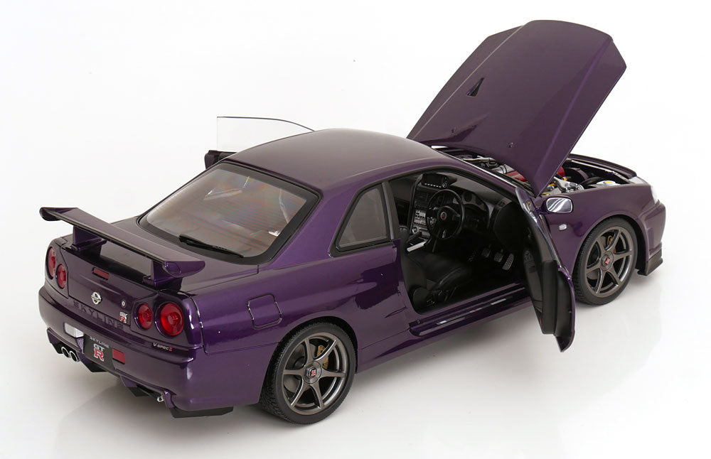 KK Scale 2001 Nissan Skyline GT-R R34 V-Spec II Midnight Purple 1:12