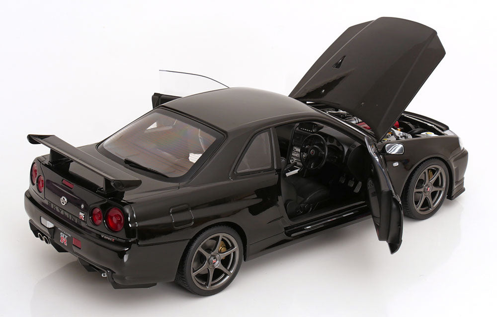 KK Scale 2001 Nissan Skyline GT-R R34 V-Spec II Black 1:12