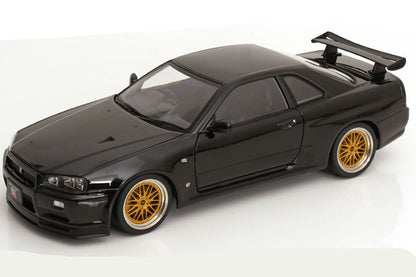 KK Scale 2001 Nissan Skyline GT-R R34 V-Spec II w/ Gold BBS Black 1:12