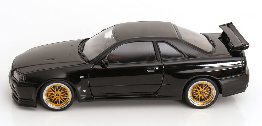 KK Scale 2001 Nissan Skyline GT-R R34 V-Spec II w/ Gold BBS Black 1:12
