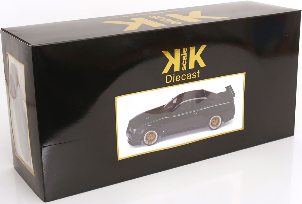KK Scale 2001 Nissan Skyline GT-R R34 V-Spec II w/ Gold BBS Black 1:12