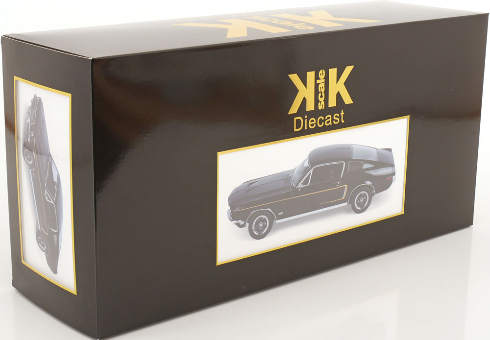 KK Scale 1968 Ford Mustang GT Fastback Black 1:12