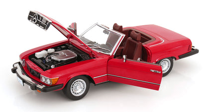 KK Scale 1985 Mercedes-Benz S Class 450 SL (R107) Convertible (Dallas TV Series) Red 1:12