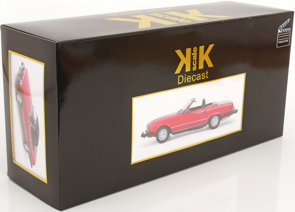 KK Scale 1985 Mercedes-Benz S Class 450 SL (R107) Convertible (Dallas TV Series) Red 1:12