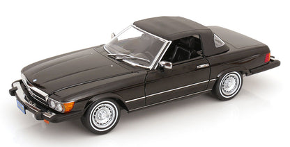 KK Scale 1985 Mercedes-Benz S Class 450 SL (R107) Convertible (American Gigilo) Black Metallic 1:12
