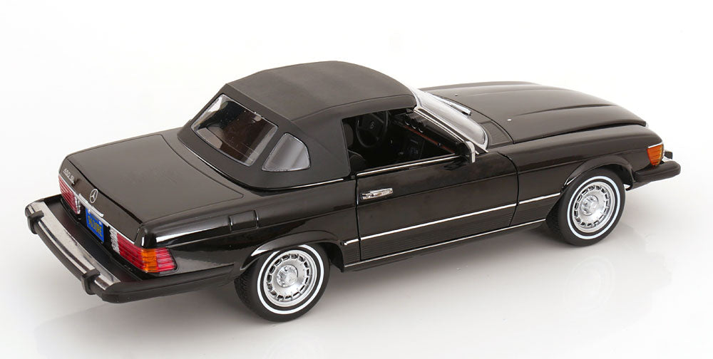 KK Scale 1985 Mercedes-Benz S Class 450 SL (R107) Convertible (American Gigilo) Black Metallic 1:12
