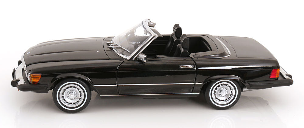 KK Scale 1985 Mercedes-Benz S Class 450 SL (R107) Convertible (American Gigilo) Black Metallic 1:12