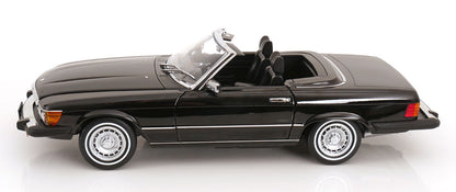 KK Scale 1985 Mercedes-Benz S Class 450 SL (R107) Convertible (American Gigilo) Black Metallic 1:12